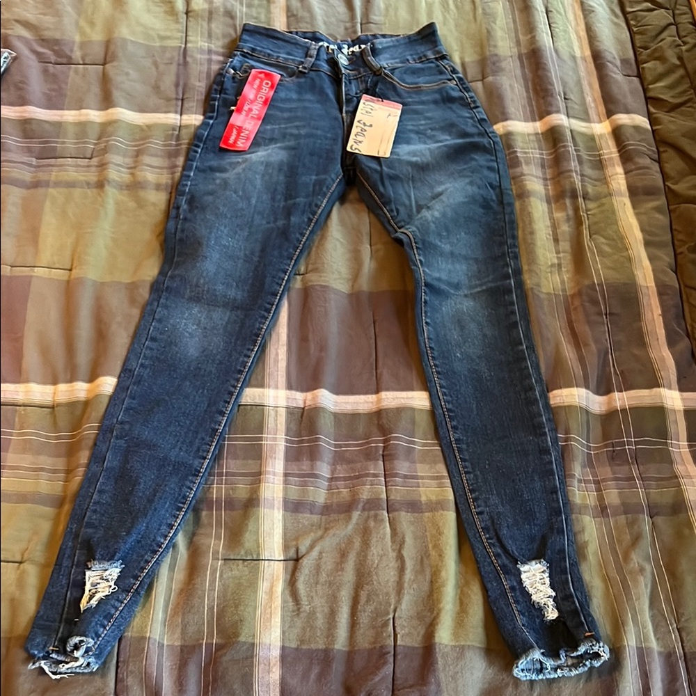 Women's Pastel Blue Jeans Distressed Skinny size 1/25 NWT